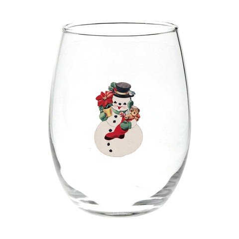 Santa Holiday Stemless Wine Glass Set of 4 - Christmas Cocktail Glasses and Drinkware - Wine Gift Sets for Christmas by on The Rox Drinks