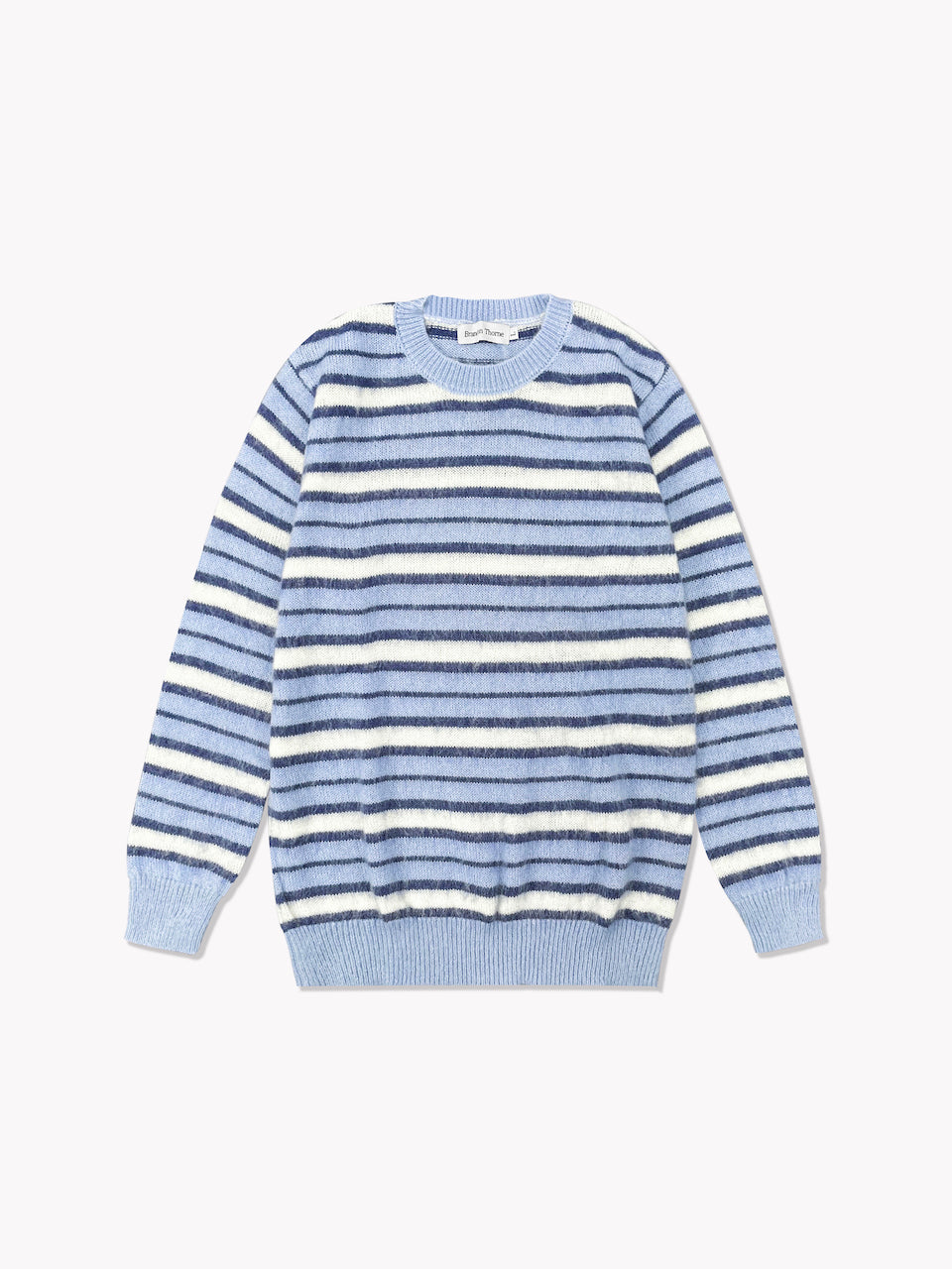 Striped Mohair Knit Sweater-Black/White – Brandon Thorne