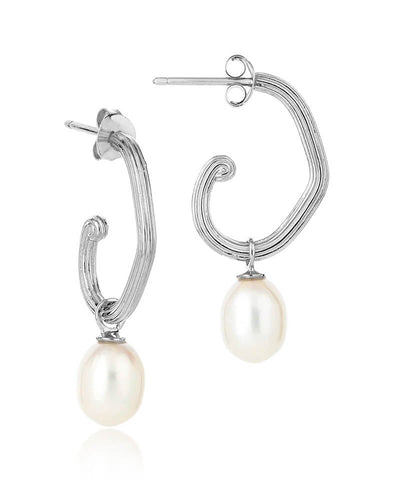 shop silver and pearl unita organic hoops