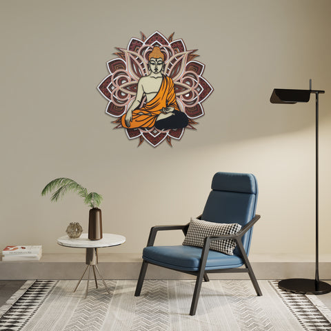 3D Meditating Buddha Mandala Art Wall Decor