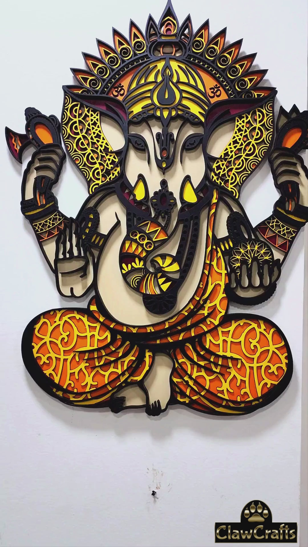 3D Lord Ganesha Mandala Art Wall Decor | Clawcrafts