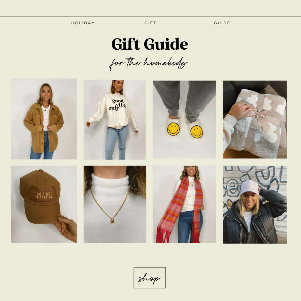 Womens Apparel and accessories gift guide for homebody