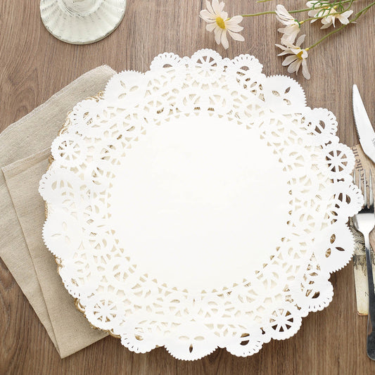 100 Pcs  12 Round White Lace Paper Doilies, Food Grade Paper