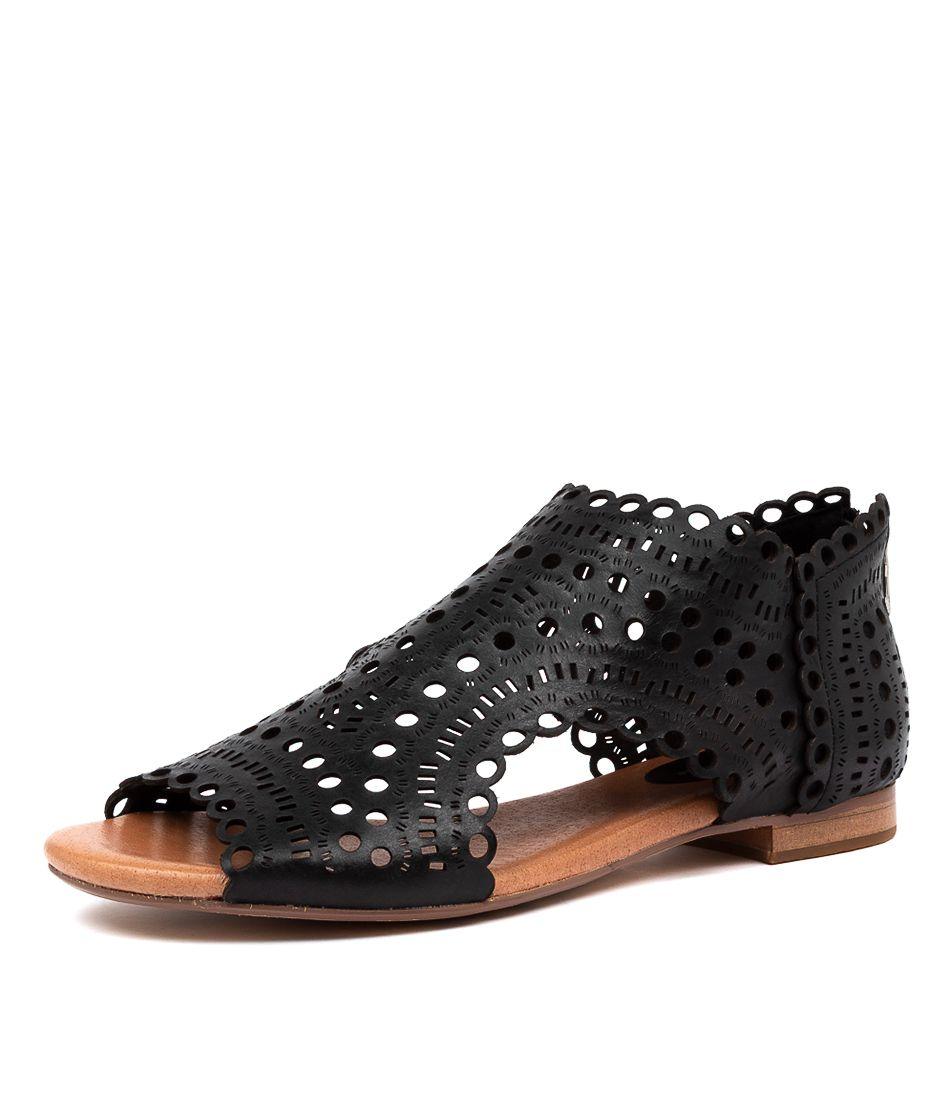 Powers Black Leather Sandals