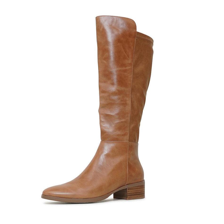 Tetley Tan Leather Knee High Boots