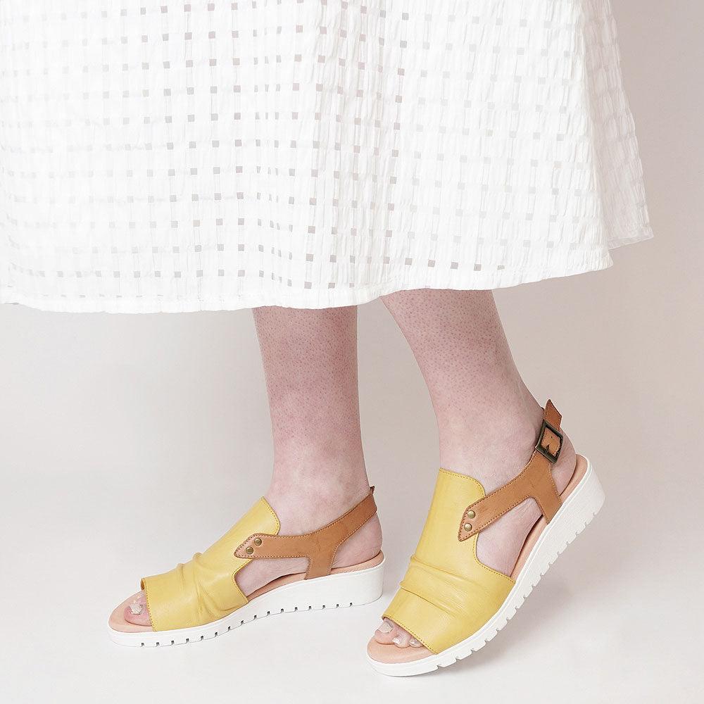 Madis Yellow Leather Sandals