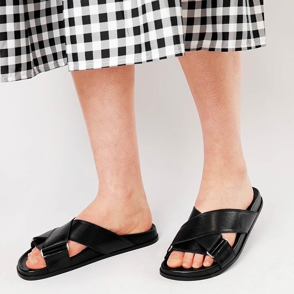 Hefti Black  Leather Sandals