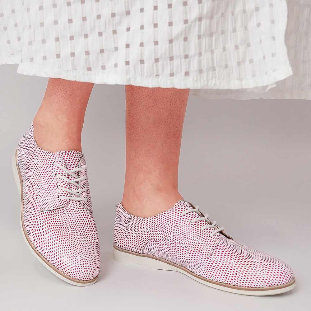 Derby Orchid/White Snake Leather Lace Up Flats