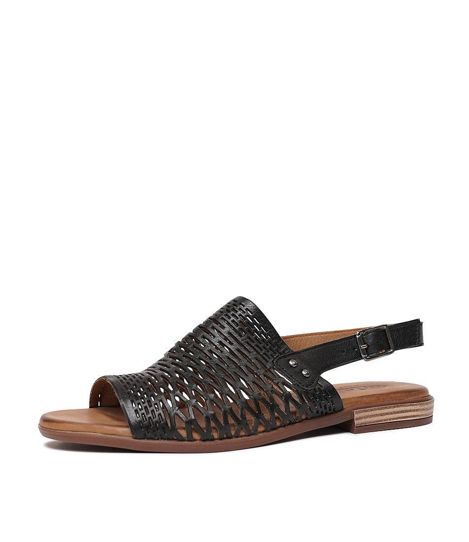 Santos Black Leather Sandals