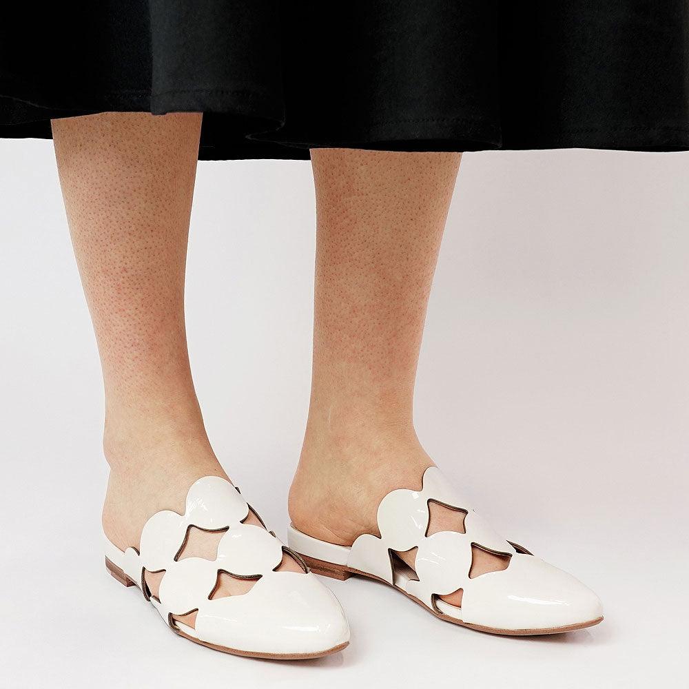 Forli Ivory Patent Leather Flats