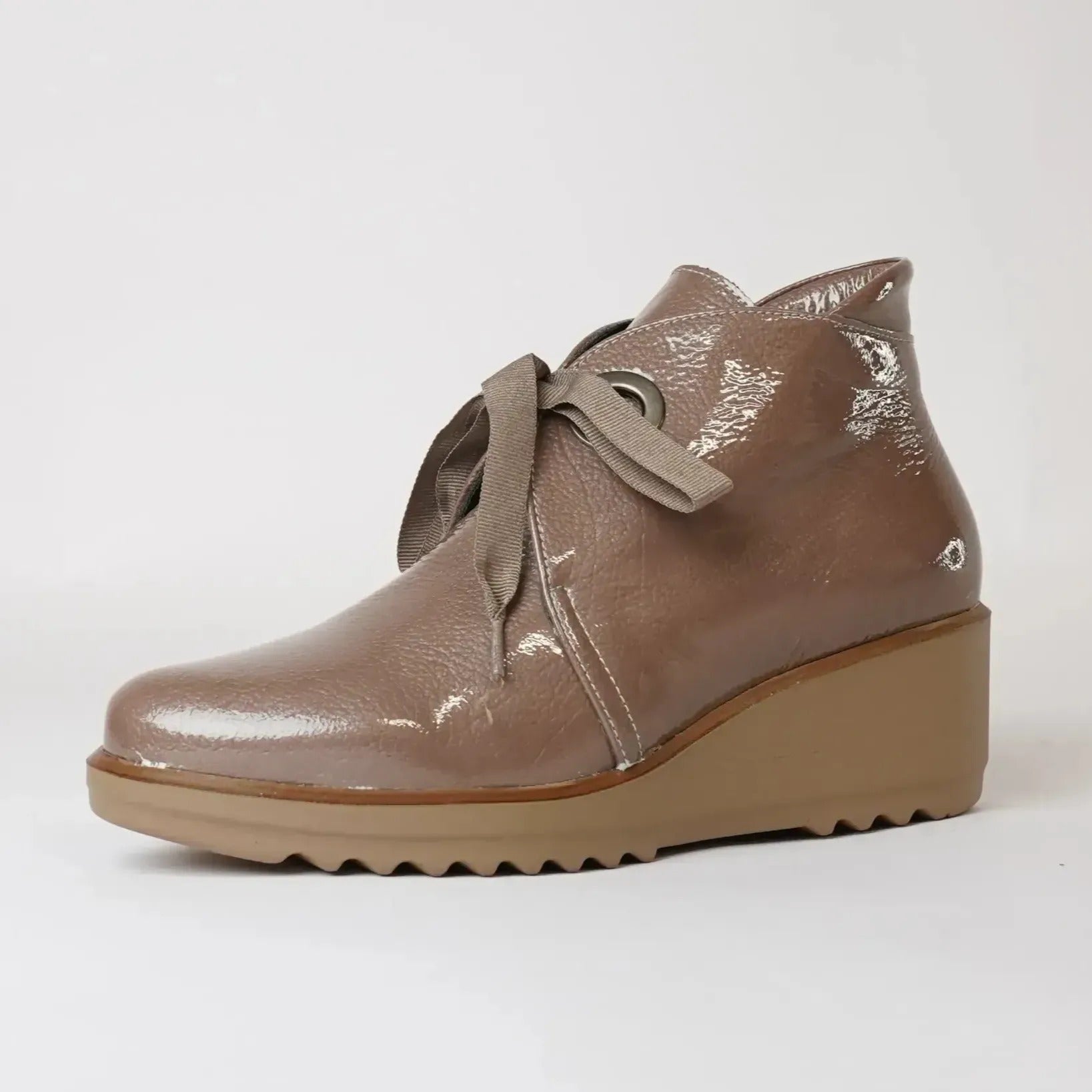 4664 Taupe Patent Ankle Boots