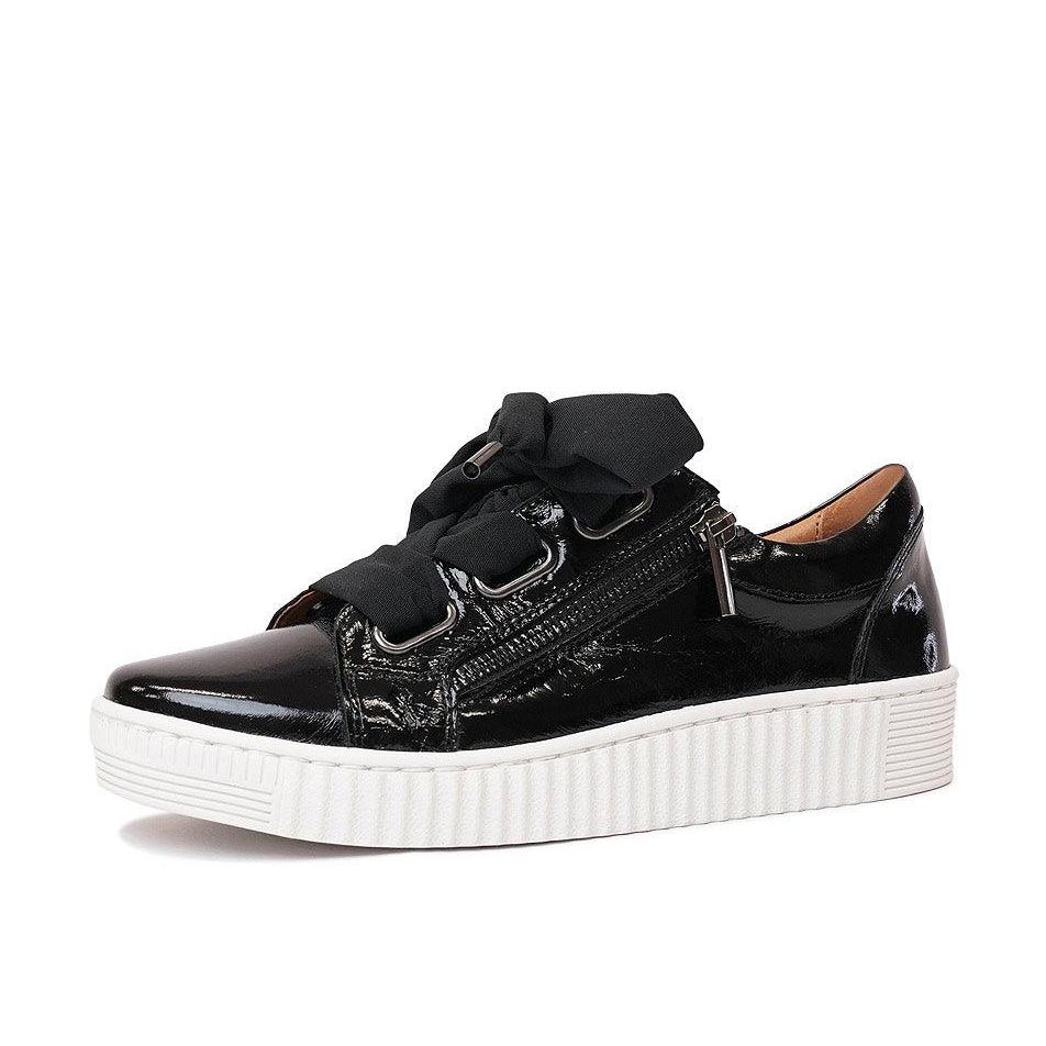 Jovi Black Crinkle Leather Sneakers