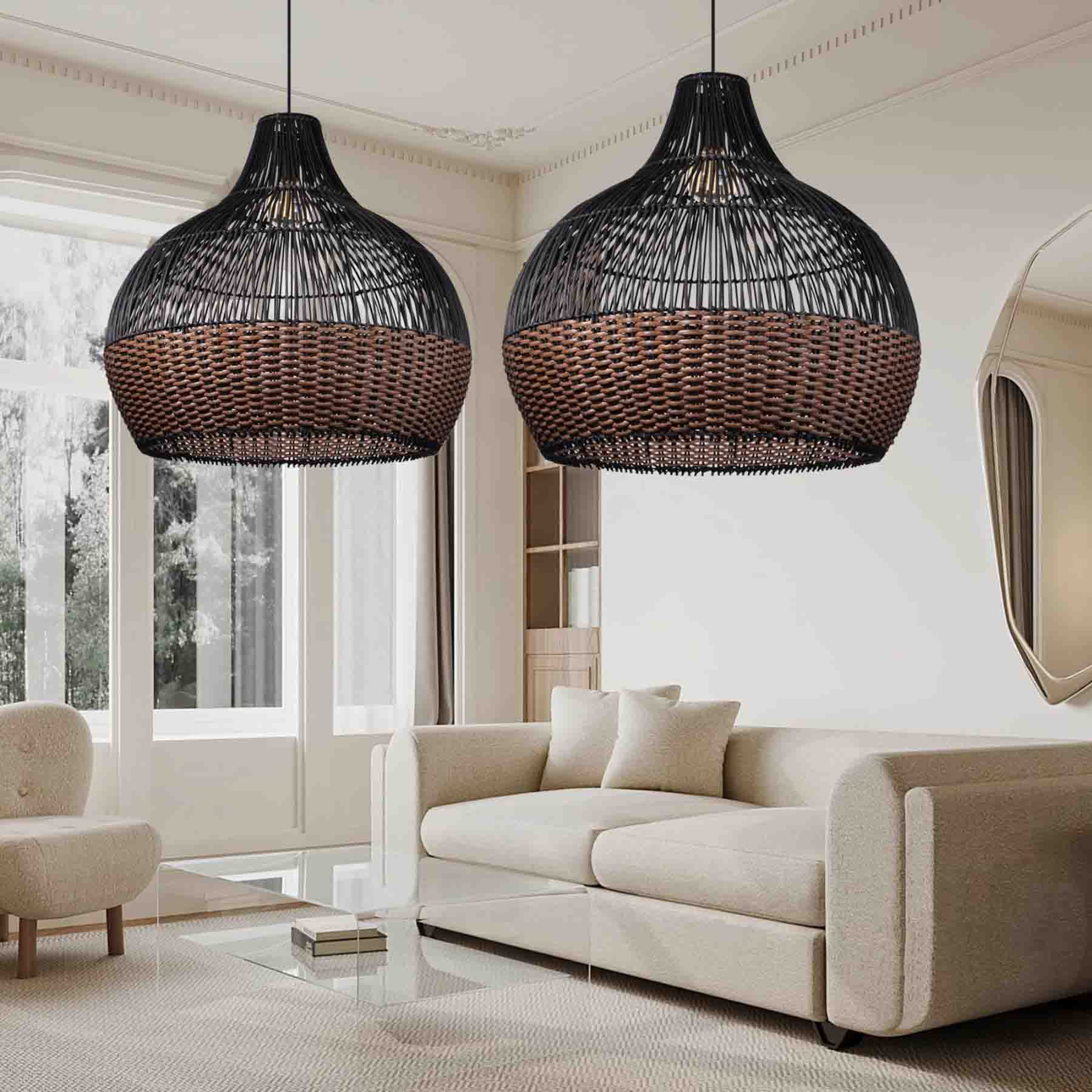 a pendant light features a single bulb mounted on the ceiling