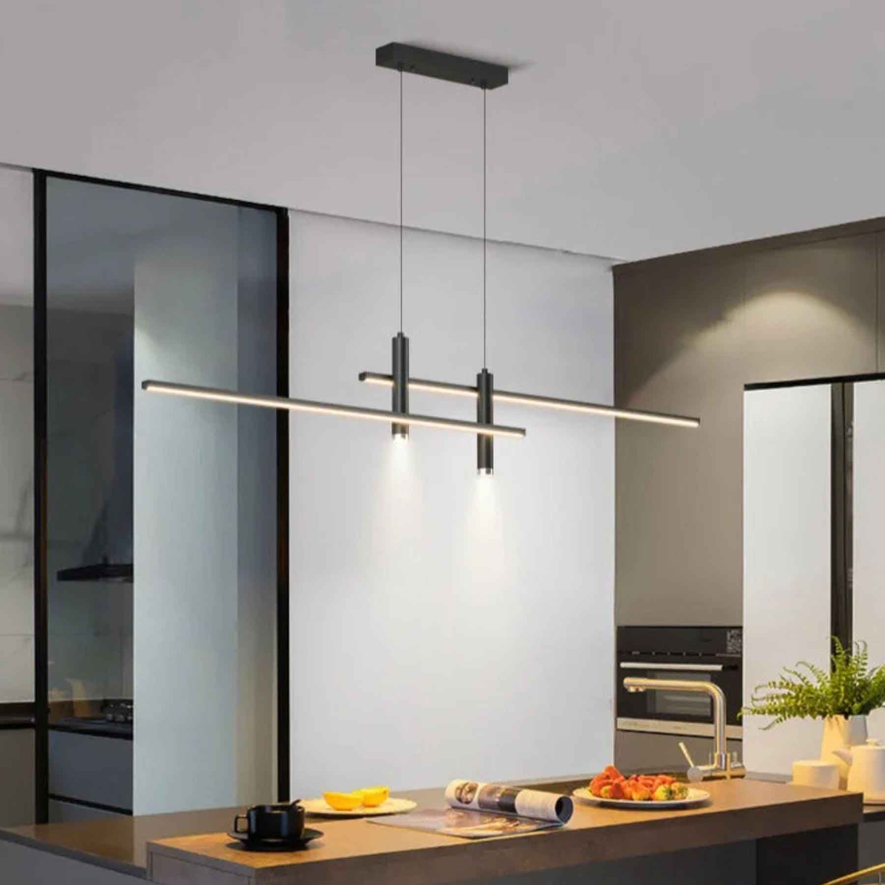 a well chosen linear pendant light can elevate the ambiance of your home effortlessly