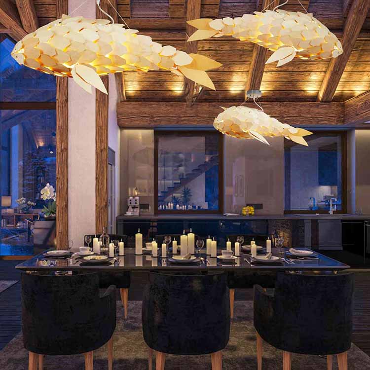 artisans creatively craft fish pendant lights inspired by sea creatures