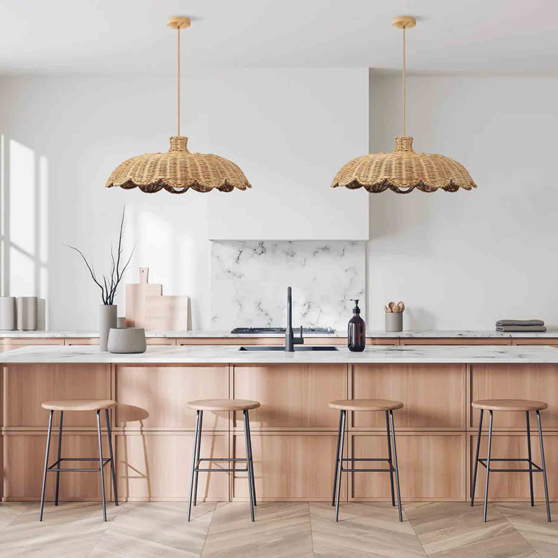 aurelia not only provides focused lighting but also serves as a perfect centerpiece elevating the kitchen into a whimsical space