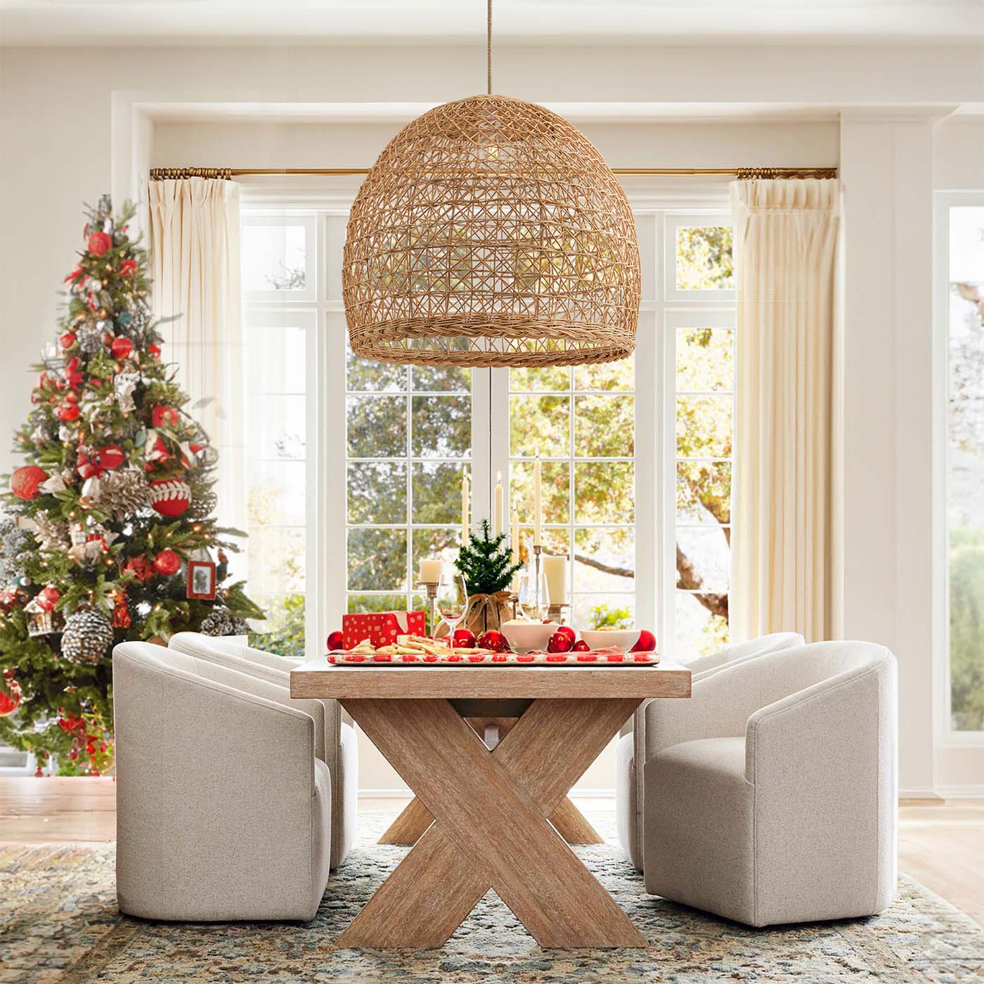 the lumiere rattan chandelier has a graceful design that is simple but perfect to become the focal point of your space
