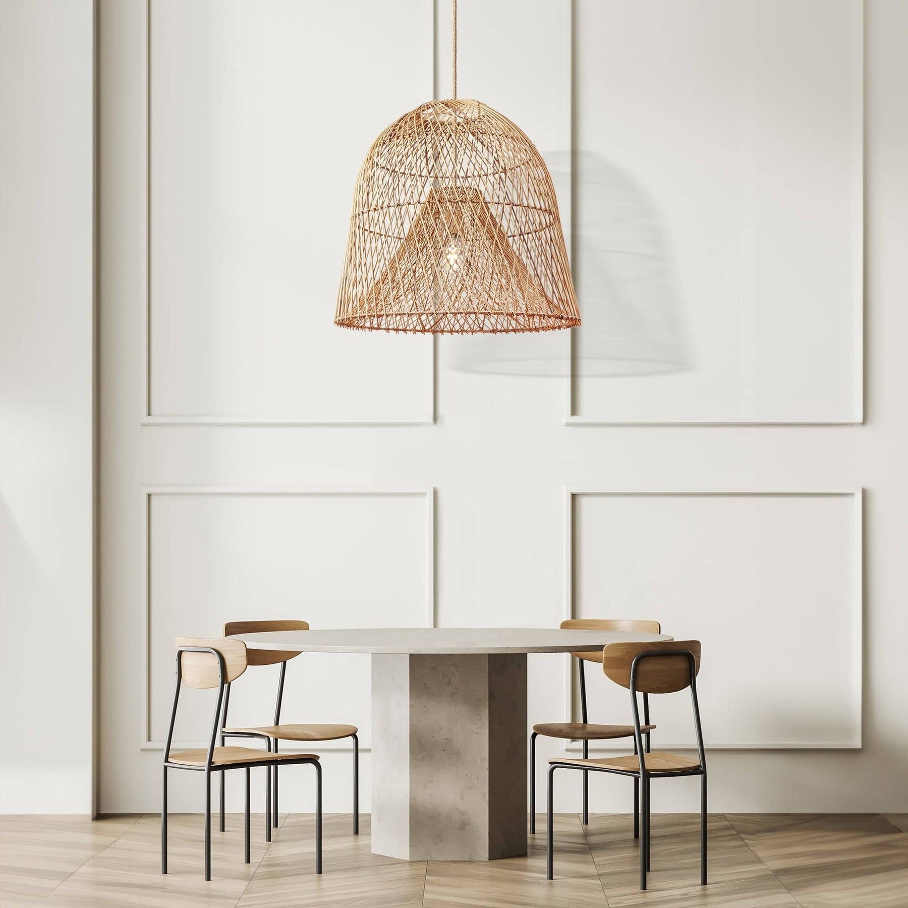 hanging lights made from rattan with unique design help increase creativity in your home