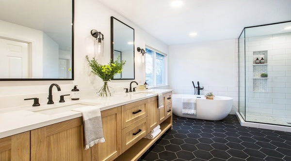 the modern farmhouse bathroom style is becoming increasingly popular