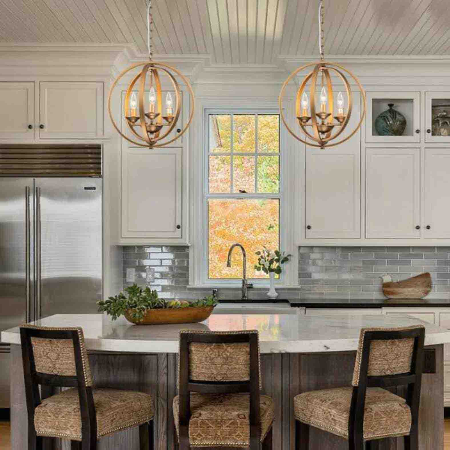 modern orb chandeliers elegantly define dining ambiance