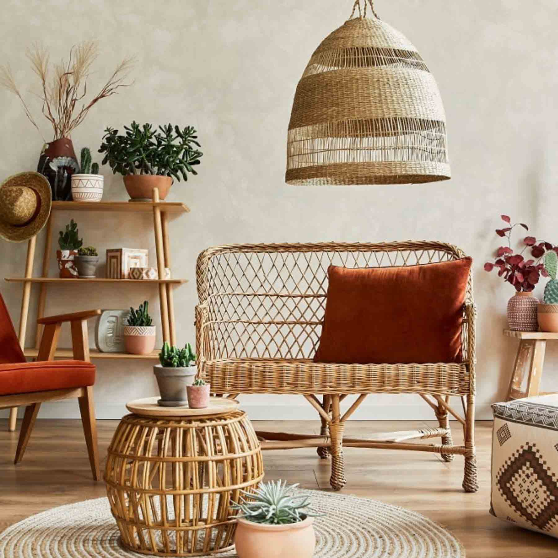 natural furniture completes the overall picture of the tropical style