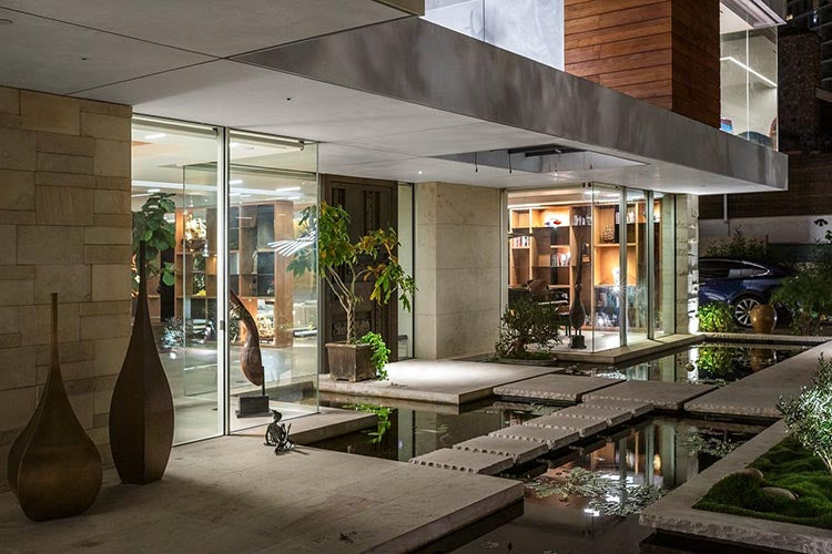 ponds serve as both fish tanks and cooling features