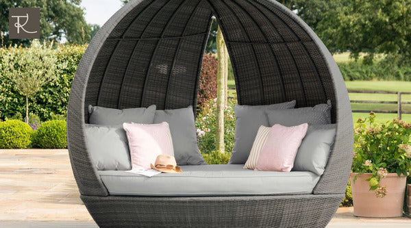 rattan bed is an elegant and luxurious piece of outdoor furniture with a special and charming highlight