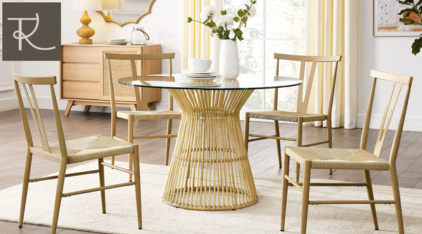 the dining table set made from bamboo and rattan helps make the space more cozy for each family