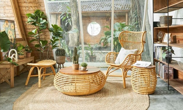 rattan furniture adds a warm and cozy atmosphere to your reading nook