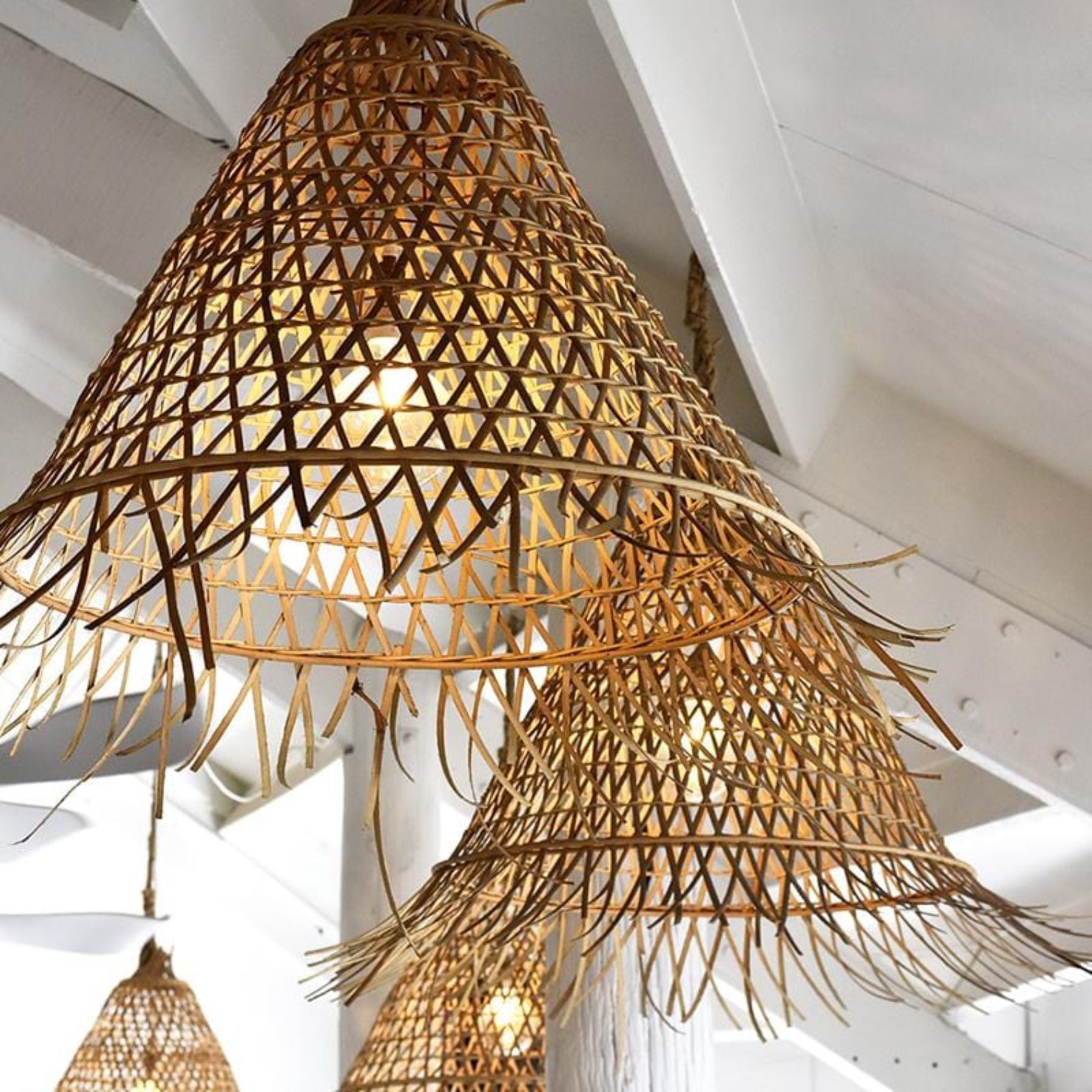 rattan hanging lights are increasingly popular because of their sustainable design