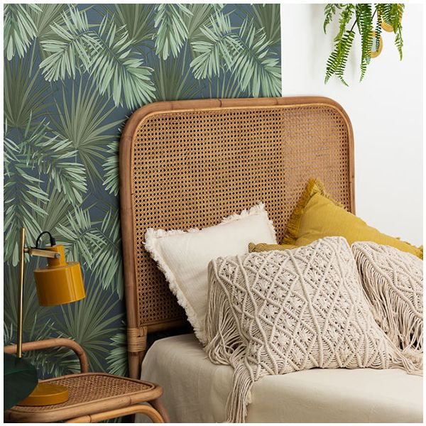 rattan headboards enhance the overall aesthetic of the bed
