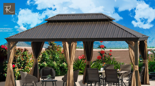 rattan pavilion with canopy is an awning made from bamboo and rattan with long-lasting durability