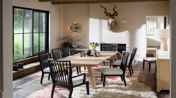 rustic materials add warmth to a farmhouse dining room