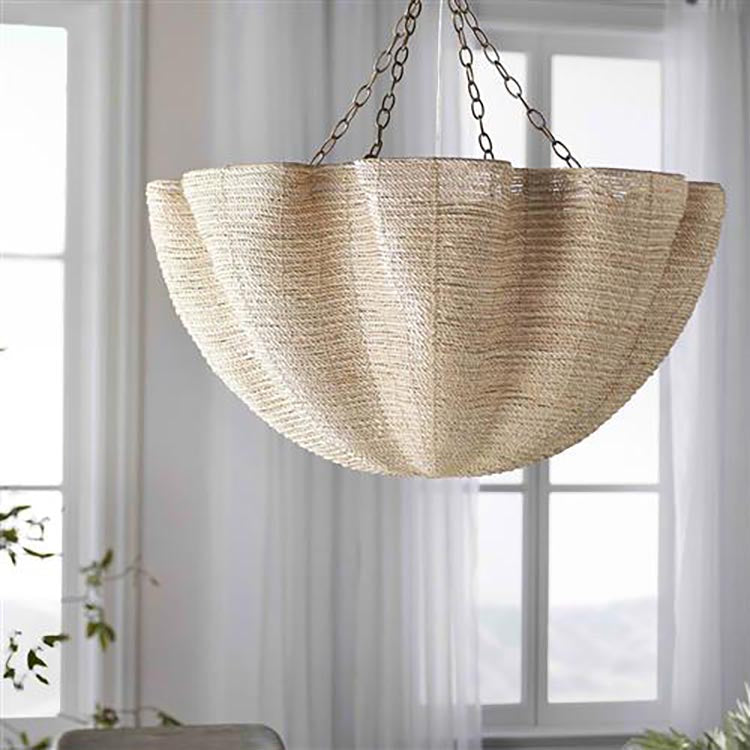 seagrass ropes are easily shaped for unique chandelier designs