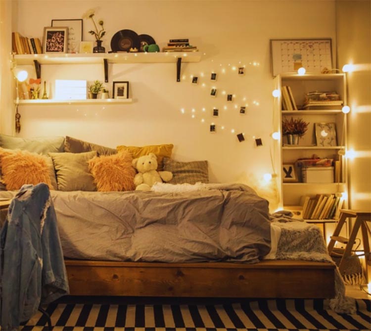string lights create a romantic and youthful atmosphere