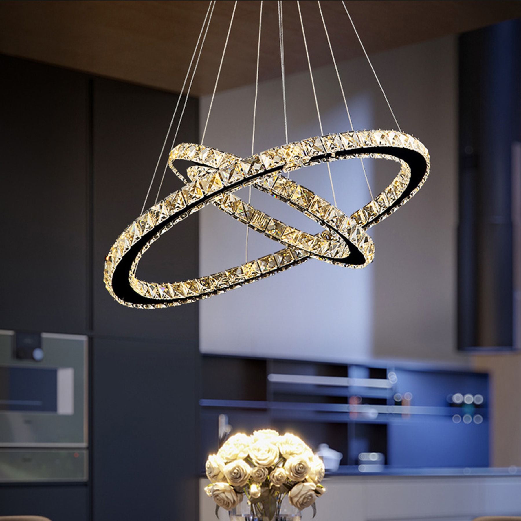 the adjustable led crystal pendant light is a combination of art and illumination