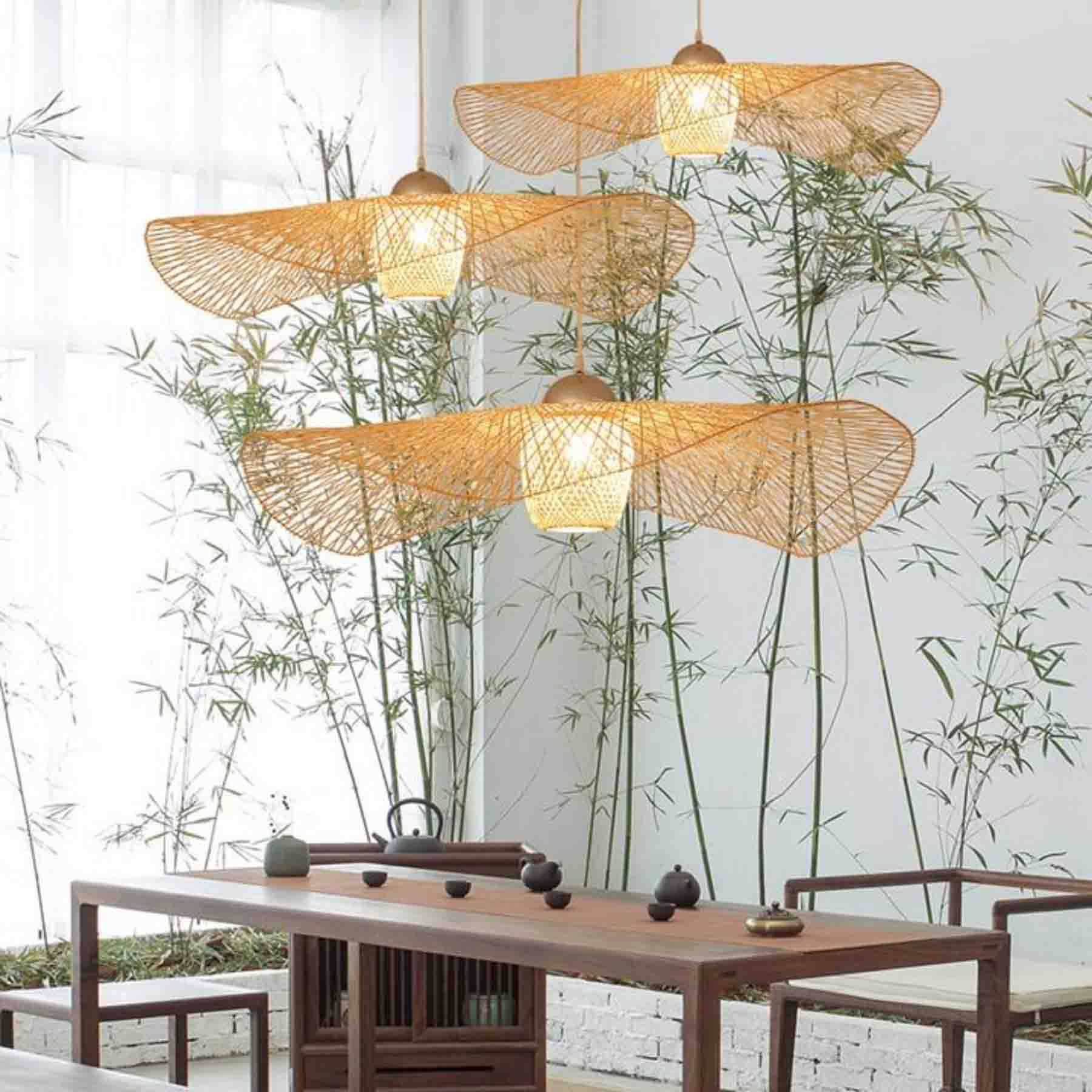the bohemian rattan pendant lamp is the perfect design for those who want to infuse a space with a unique and lively atmosphere