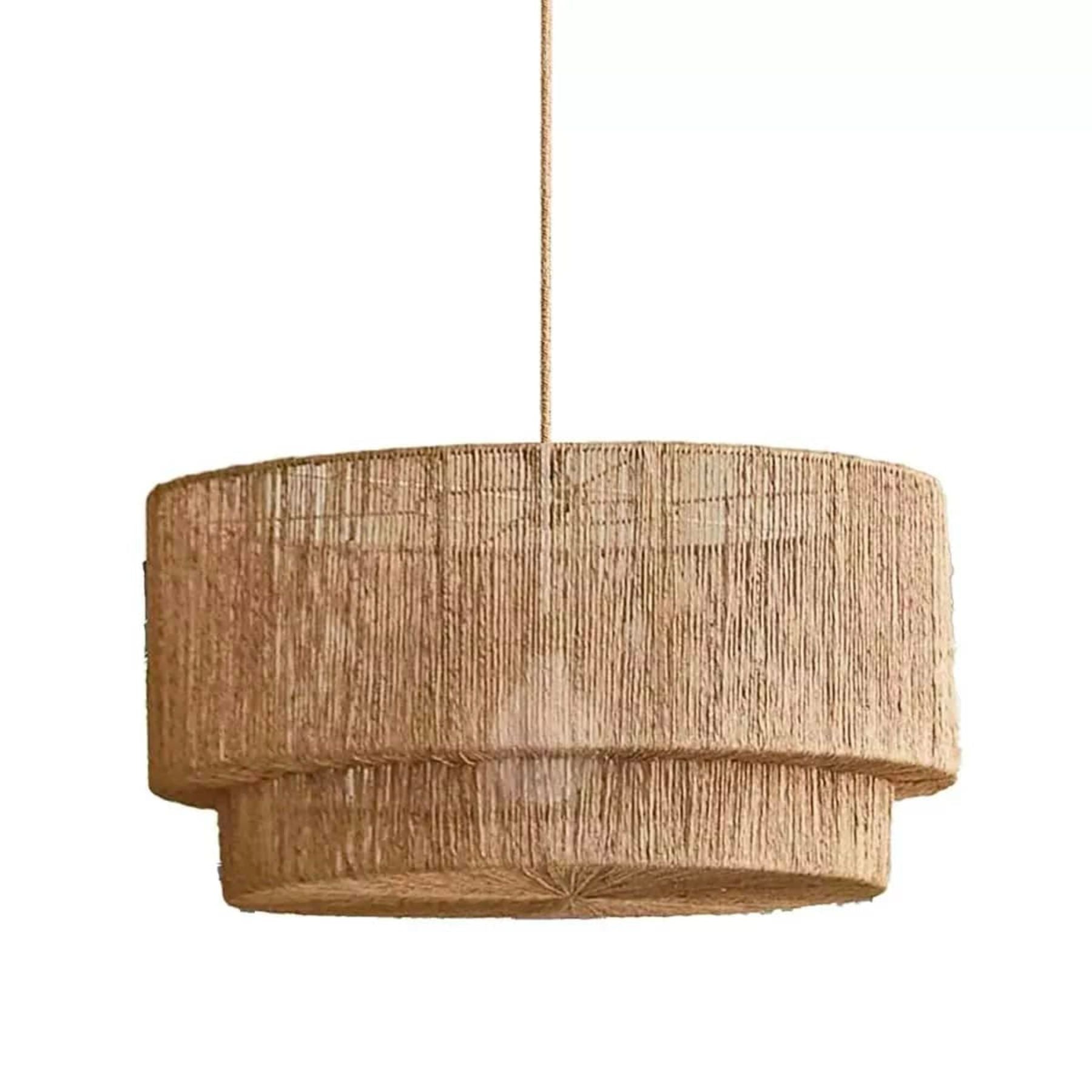 the luminous lace pendant lamp combines rattan and jute to create a simple yet elegant atmosphere