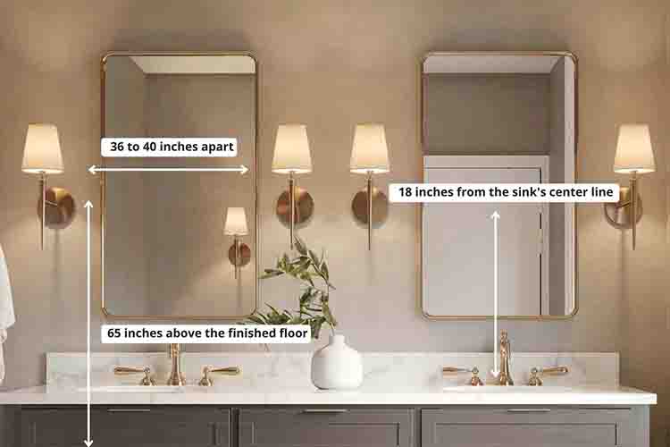 the right way to put sconces in bathroom vanity lighting