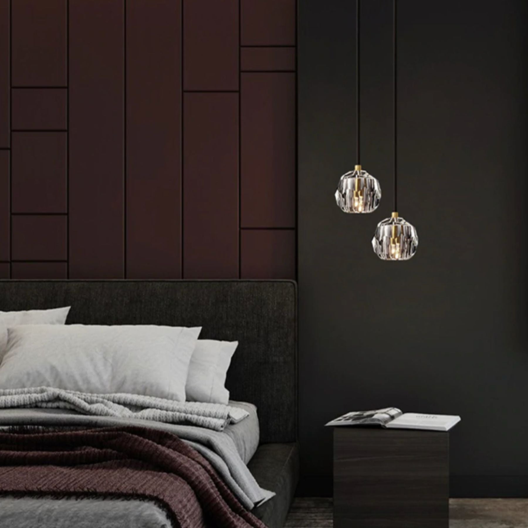 the simplicity of the creative crystal pendant lamp has a unique charm with its diamond cut patterns
