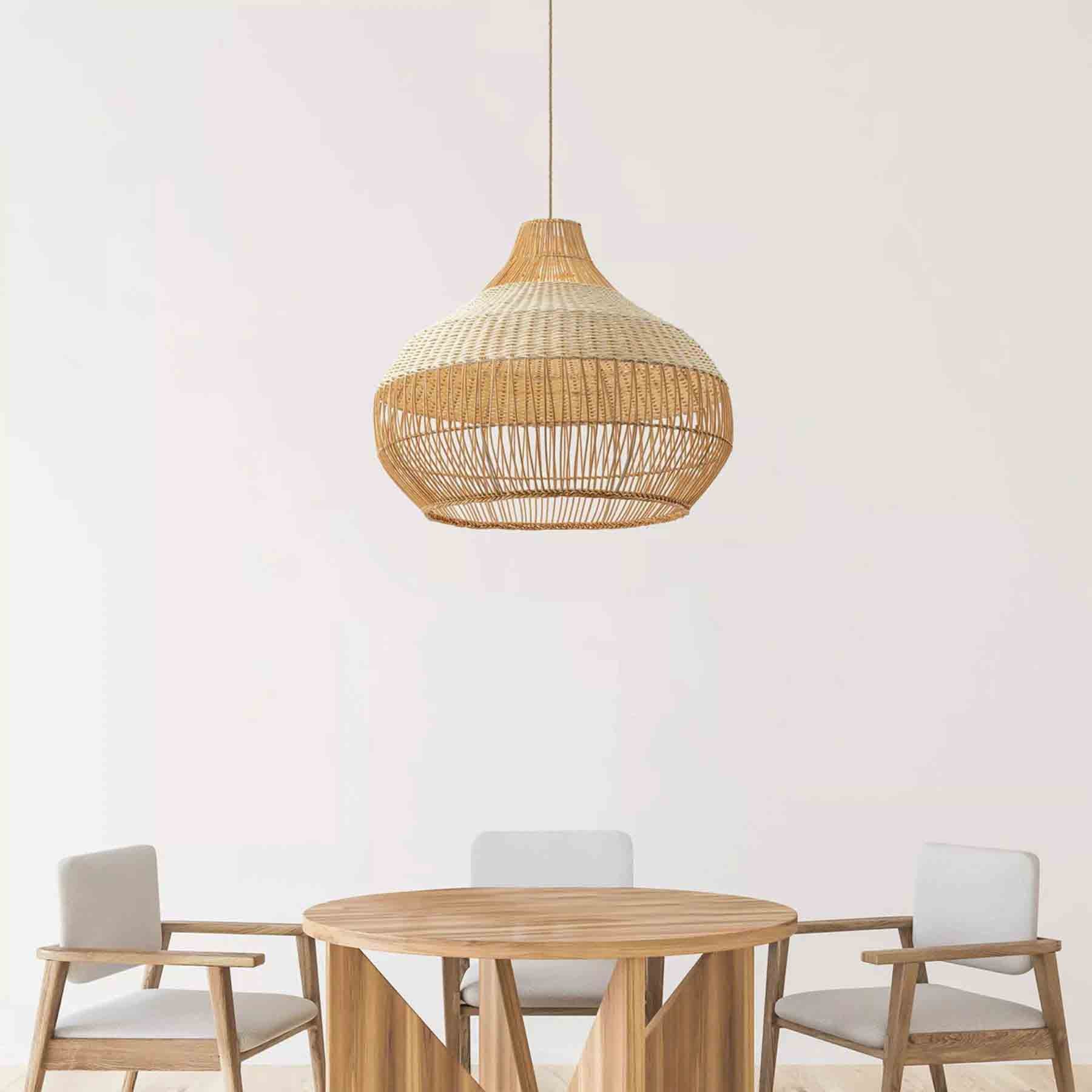 the versatility of neutral colors contributes to why rattan pendant lights effortlessly complement various furniture styles