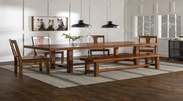 this modern farmhouse style dining table adds rustic charm
