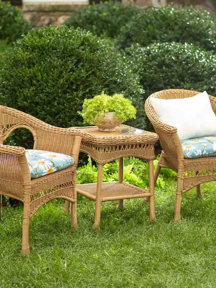 wicker furniture is a common choice found in gardens and outdoor spaces across many households