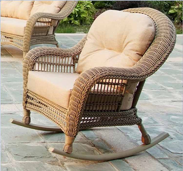 wicker rocking chairs are classic pieces commonly decorated in porches or garden spaces
