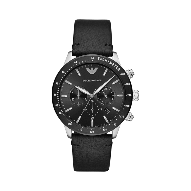 Armani Luigi Men's Black and Steel Quartz Chronograph Watch AR11409