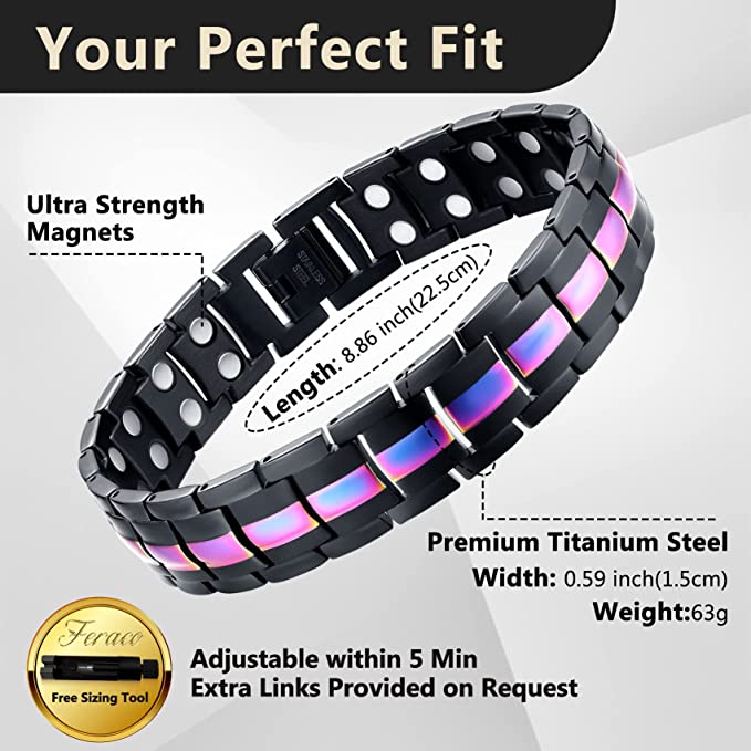 Double Row Titanium Steel Magnetic Bracelets for Men