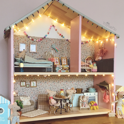 Maileg doll's house made from an Ikea Flisat Dolls house