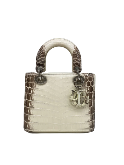 Christian Dior Mini Lady Dior in silver python leather – Fancy Lux