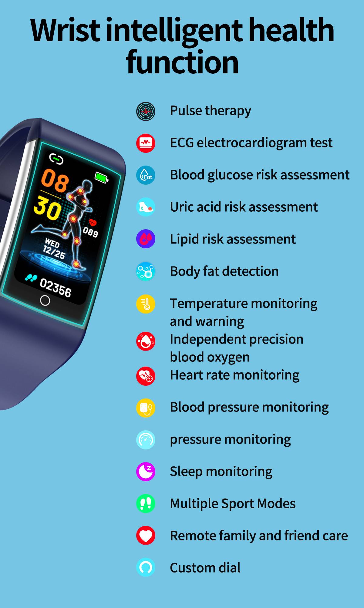 smartwatch with ecg and blood pressure