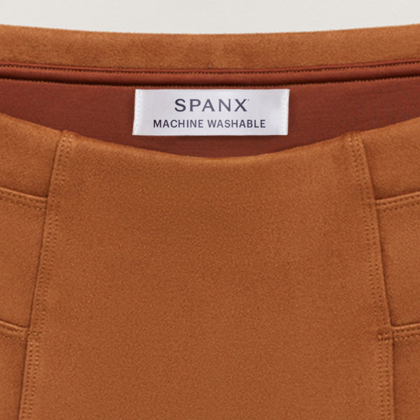 Spanx Faux Suede Flare Pants Womens Pull On Stretchy Rich Caramel Brown NWT  – Contino